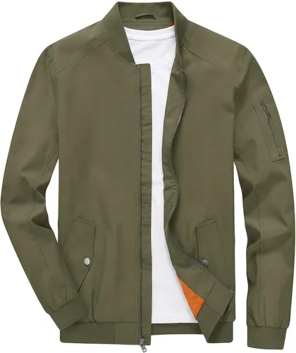 Vista 11 de TBMPOY Men's Bomber Jacket Lightweight Spring Windbreaker Light Casual Stylish Fashion Fall Zip up Coats With Pockets