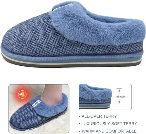 Vista 3 de COFACE Pantuflas de espuma viscoelástica para mujer, cómodas y cálidas, con forro de cojín acogedor