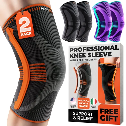 Vista 12 de DR. BRACE ELITE - Rodillera con Estabilizador de Talla (Paquete de 2) Rodillera para Mujeres y Hombres, Entrenamiento, Deportes, Manga de Compresión