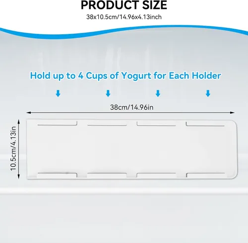 Vista 7 de Organizador de yogur para nevera, soporte de yogur para refrigerador, yogur, nevera, deslizador, estante deslizante para 4 yogures de 3.75 pulgadas
