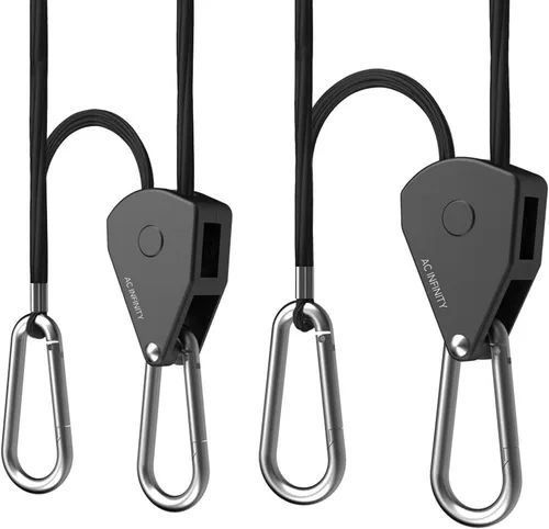 Vista 5 de AC Infinity, Gancho ajustable de cuerda de 1/8", engranajes de acero inoxidable resistentes, capacidad de peso de 150 libras, 6 pares
