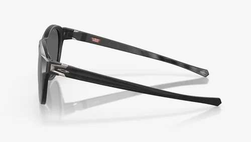 Vista 4 de Gafas de sol Oakley con borde plateado, tinta negra mate con lente de rubí Prizm + adhesivo