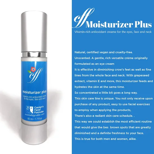 Vista 6 de Carolyn's Facial Formulas Moisturizer Plus Crema para ojos Sin crueldad animal Crema facial vegana Fabricado en Estados Unidos Hidratante