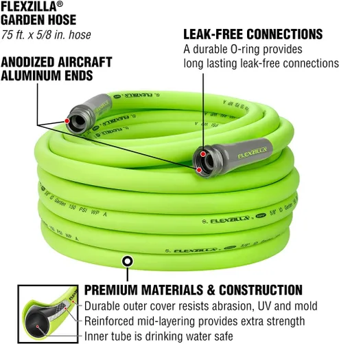 Vista 6 de Liberty Basics 510 - Carrete de manguera de montaje en pared y manguera de jardín Flexzilla de 5/8 pulgadas x 75 pies