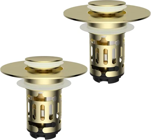 Vista 10 de Hibbent Colador de drenaje de lavabo de baño 3 en 1 mejorado, tapón universal desplegable con cesta de filtro de acero inoxidable extraíble atrapa