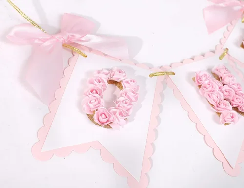 Vista 8 de Cartel de flor para silla alta de primer cumpleaños – Cartel de un cumpleaños rosa y dorado, decoración de princesa de primer cumpleaños, cartel
