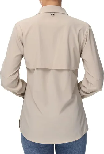 Vista 2 de BASSDASH Camisa de manga larga para mujer, con protección UPF 50, para senderismo, senderismo, secado rápido, FS21W