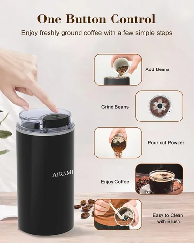 Vista 6 de Cafetera de una sola porción 4 en 1 con espumador de leche y molinillo de café, cafetera para taza K y café molido, con depósito de agua extraíble