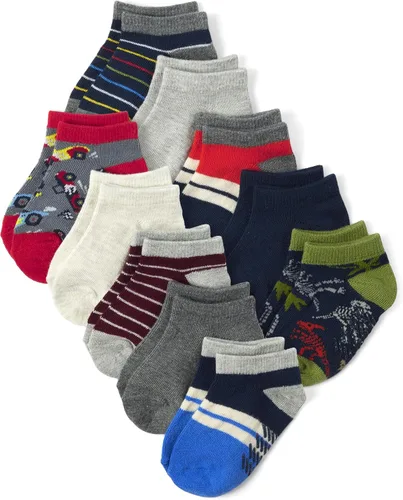 Vista 10 de The Children's Place Calcetines tobilleros unisex para bebés y niños pequeños, paquete de 10 Negro/Blanco 20