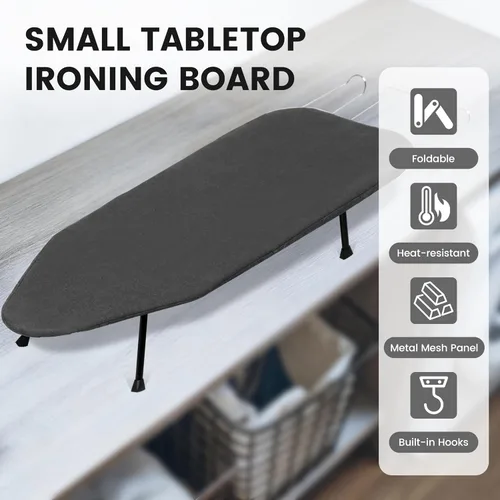 Vista 8 de Tabla de planchar pequeña, tabla de planchar plegable compacta, tablero de hierro portátil, panel de malla de metal, almohadilla gruesa de 0.315 in