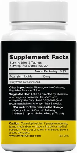 Vista 2 de Nature's Fusions Tabletas de yoduro de potasio (paquete de 2) 130 mg - 120 comprimidos EXP 10/2032 - YODO Naciente - KI Pills - Yoduro de Potasio