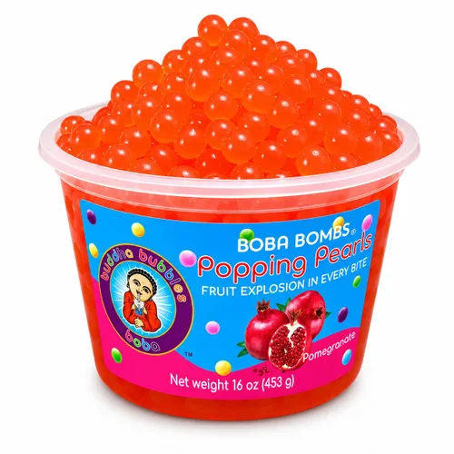Vista 18 de Buddha Bubbles Boba - Perlas de Boba para reventar/estallar de primera calidad/Bombas de Boba / cobertura de postre (perlas de arándano)