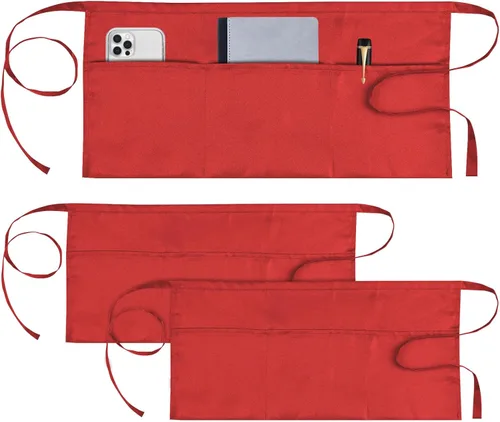 Vista 8 de 3 Pack Server Apron, Short Waitress Apron with Pockets for Servers, Waiters mandiles para mujer para trabajo with 3 pockets, Polyester