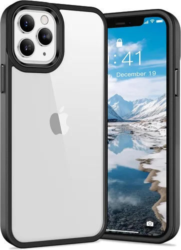 Vista 25 de Vakoo Funda transparente para iPhone 11 Pro Max, antiamarilleo, color negro