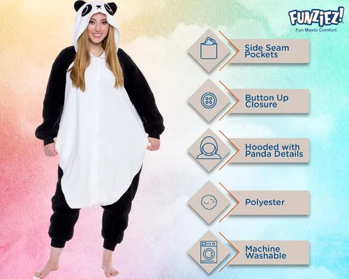 Vista 4 de Adult Onesie Halloween Costume - Animal and Sea Creature - Plush One Piece Cosplay Suit for Adults, Women and Men FUNZIEZ!