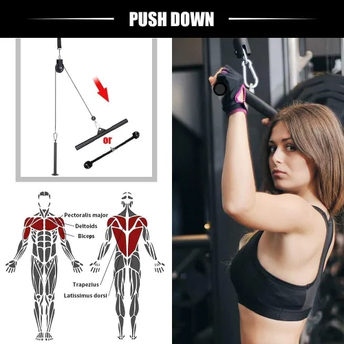 Vista 7 de Sistema de polea para gimnasio en casa, sistema de polea dual LAT Pulldown,Tríceps de bíceps