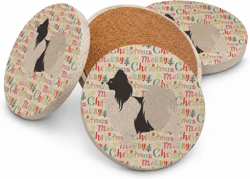 Vista 70 de AIDI Atlas Mountain Dog Merry Christmas - Posavasos grandes de piedra arenisca, paquete de 4