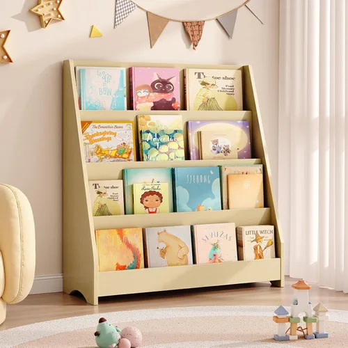 Vista 16 de Tatub Estantería de madera para niños de 4 niveles, color gris