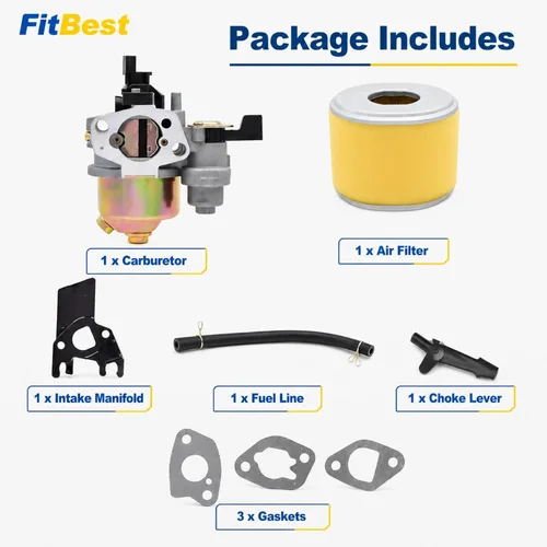 Vista 4 de FitBest GX160 Carburador con Filtro de Aire y Colector de Admisión – Reemplaza 16100-ZH8-W61 – Compatible con motores Honda GX120 GX160 GX200