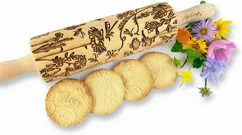 Vista 9 de Rodillo de Repostería con Relieve de LADRILLOS. Rodillo para Masa Grabado con Láser con Patrón de Pared para Galletas en Relieve o Cerámica por