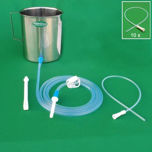 Vista 4 de HealthAndYoga™ Combo Superior Kit de enema de acero inoxidable de 2 cuartos de galón - Tubos de grado médico