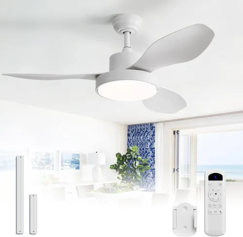 Vista 13 de Sofucor Ventilador de techo de 47 pulgadas con luces de montaje empotrado, modernos ventiladores de techo para exteriores con control remoto, 3CCT
