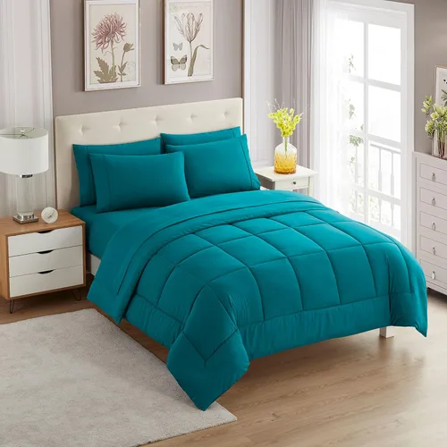 Vista 57 de Sweet Home Collection Juego de edredón de 7 piezas de color sólido para todas las estaciones, manta alternativa de plumón suave y lujosas sábanas