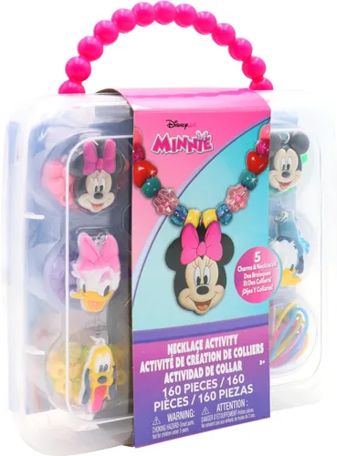 Vista 2 de Tara Toys Conjunto de actividades de collar de Minnie Mouse Includes 5 Charms, 150 Beads and 5 Necklaces in a Portable Storage Case; Ideal Disney