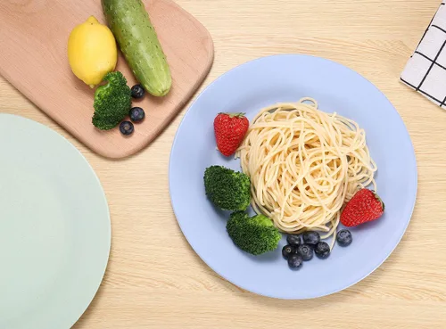Vista 5 de 5 platos de paja de trigo de 11 pulgadas, platos reutilizables e irrompibles, aptos para lavavajillas y microondas, perfectos para platos de cena