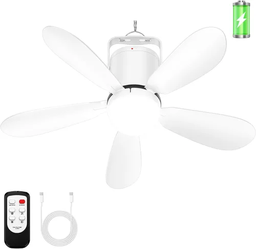 Vista 12 de 21" Solar Ceiling Fan Light, Foldable Solar Panel Gazebo Fan 21" Fan M