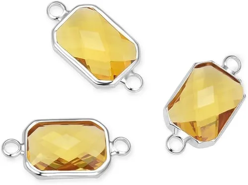 Vista 21 de Adabele 5pcs grado A abril diamante claro piedra natal conector rectángulo de corte radiante enlace 0.551 in plateado plata cristal Rhinestone Bead