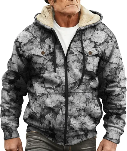 Vista 7 de LIZALIG Sudadera con capucha y cremallera para hombre, con forro polar grueso, abrigo de moda de otoño, abrigo cálido de invierno