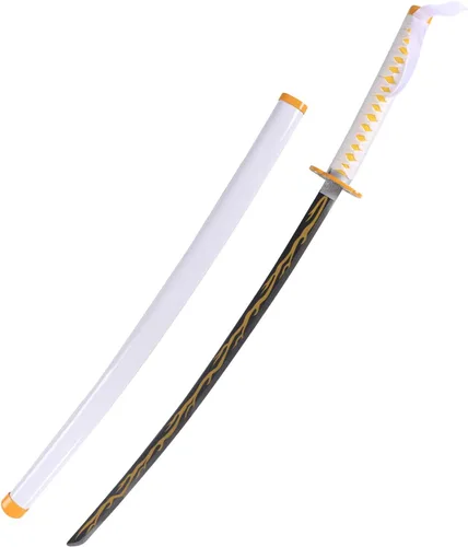 Vista 3 de Bowen Demon Slayer - Espada de metal real, Katana de 40.5 pulgadas, espada samurái de acero al carbono, textura original de anime para cosplay