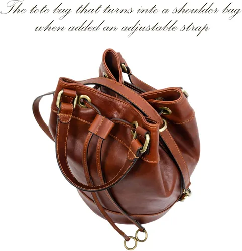 Vista 8 de Time Resistance Bolso cubo de cuero de grano completo de cuero real para mujer