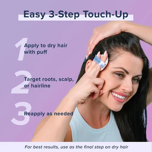 Vista 7 de TRUHAIR Polvo prensado para cubrir raíces y cuero cabelludo, compacto, impermeable, cobertura ligera del cabello y encubrimiento de puntos calvos