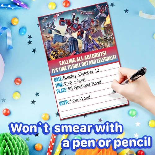 Vista 5 de 20 invitaciones y sobres dinámicos de cumpleaños de Robot Hero Adventure - Invitaciones de fiesta de feliz cumpleaños para niños, 6 x 4 pulgadas