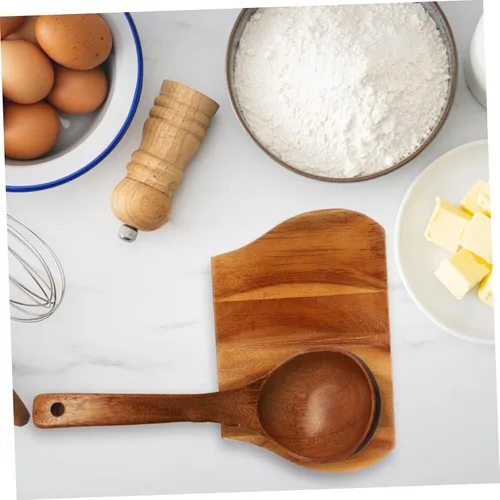 Vista 8 de MAGICLULU Soporte de cuchara de madera para cocina, soporte para cuchara, plato de cuchara, bandeja para cucharas, soporte para espátula, soporte