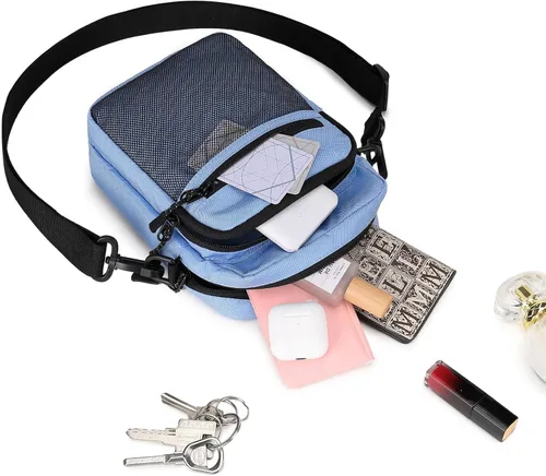 Vista 6 de Lohol Bolso bandolera pequeño para hombres y mujeres, resistente al agua, ajustable, bolso bandolera para viajes y deportes
