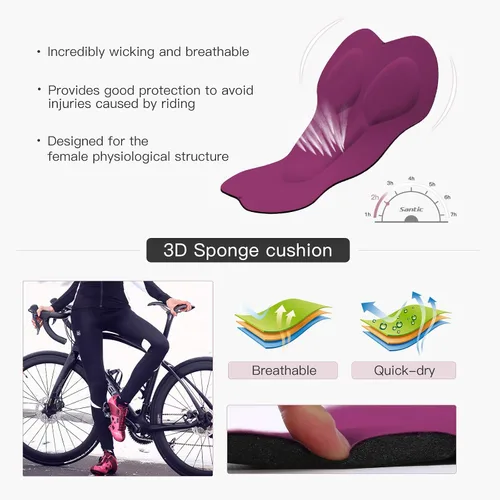 Vista 4 de Santic Winter Women's Cycling Pants 4D Padded Windproof Fleece Lined Bicycle Leggings
