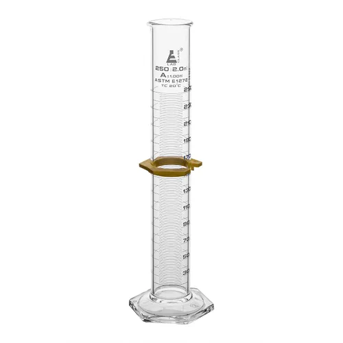 Vista 6 de Cilindro de medición, 0.3 fl oz - ASTM, tolerancia clase A ±0.0.3 fl oz - Collar protector, base hexagonal - Graduaciones blancas - Vidrio