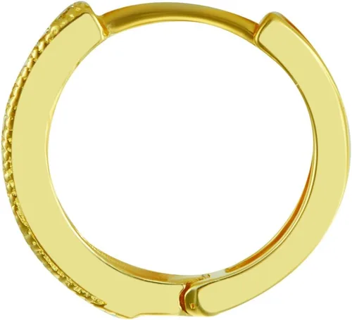 Vista 4 de Pendientes de aro de oro amarillo de 14 quilates de 0.039in de grosor, 2 tamaños diferentes disponibles