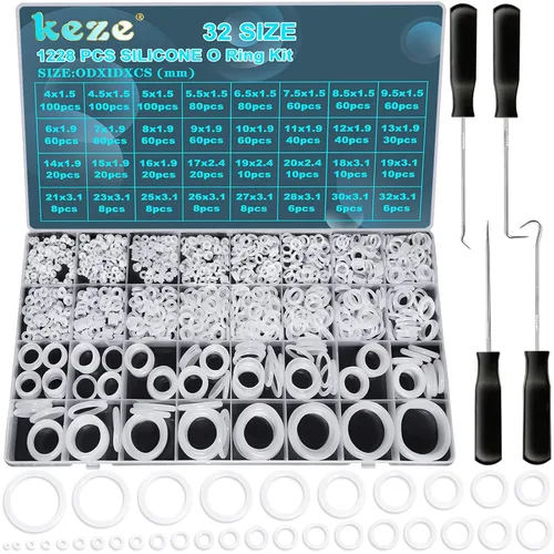 Vista 9 de KEZE - Juego de 826 piezas de juntas tóricas universales SAE y métricas, surtido de 32 tamaños métricos y en pulgadas en 2 cajas con juego de 4
