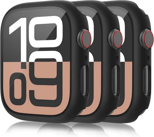 Vista 9 de Mugust Paquete de 3 fundas para Apple Watch Series 3 de 1.496 pulgadas (1.496 in), carcasa rígida de policarbonato con protector de pantalla