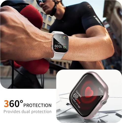 Vista 5 de Pack de 6 fundas para Apple Watch Series 11/10 de 42 mm con protector de pantalla de vidrio templado, BHARVEST Funda protectora de policarbonato