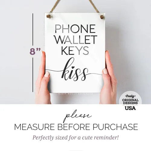 Vista 4 de Reilly Originals Letrero de 6 x 8 pulgadas con diseño de beso para teléfono con texto en inglés "Kiss Kiss", listo para colgar, acabado premium