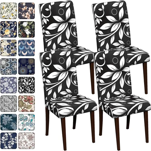 Vista 55 de Fundas para sillas de comedor CoSofSLIP, juego de 2, fundas estampadas elásticas antideslizantes, fundas extraíbles y lavables para sillas
