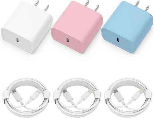 Vista 9 de Cargador para iPhone de carga rápida, paquete de 2 bloques de cargador de pared USB C de 20 W con cable 2 Pack MFi Certified 6FT Type C to