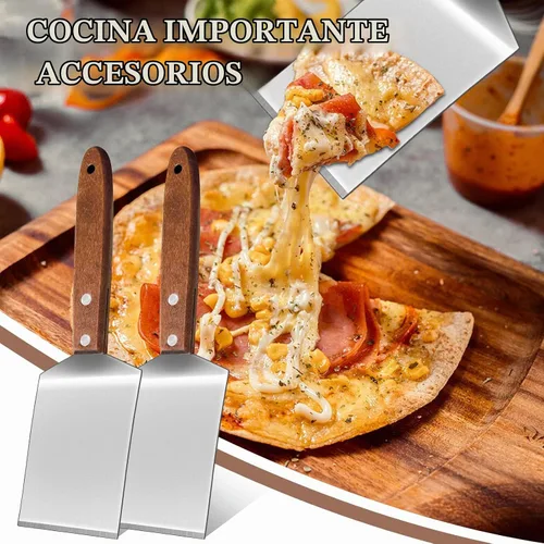 Vista 7 de 4 espátulas pequeñas para galletas de brownie, espátula de metal de acero inoxidable con mango de madera para postres, cortar y servir postres