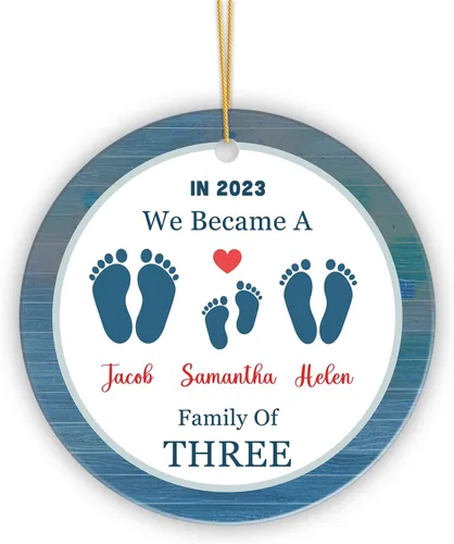 Vista 18 de Adorno personalizado de primera Navidad para bebé con nombre, personaliza la fecha de nacimiento de tu bebé, hora de nacimiento, peso y altura, bebé
