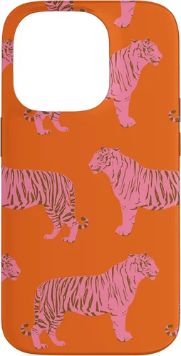 Vista 16 de Funda para iPhone 17 con diseño de tigre rosa y naranja